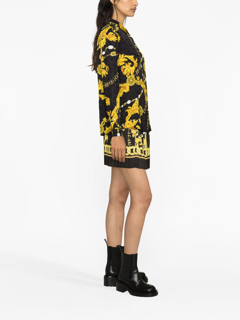 Gold/Black Barocco Print Blouse