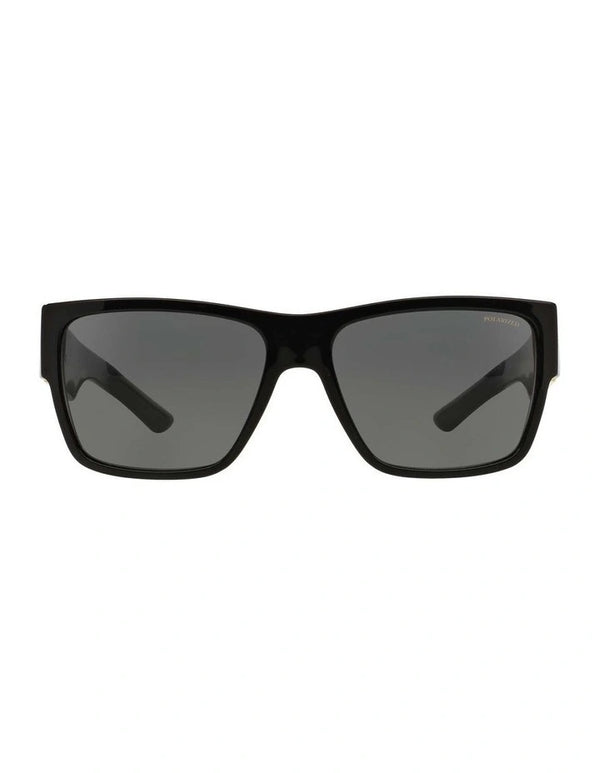 Black Polarised Sunglasses with Gold Greca Detail