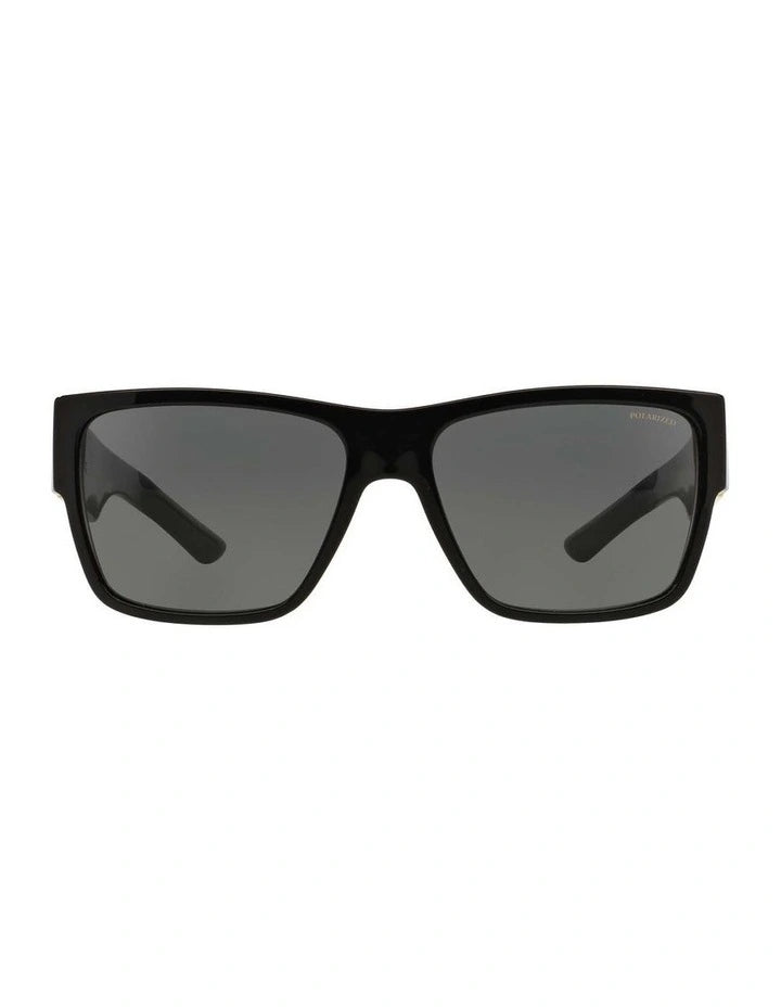 Black Polarised Sunglasses with Gold Greca Detail