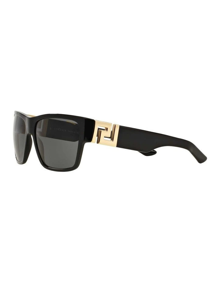 Black Polarised Sunglasses with Gold Greca Detail