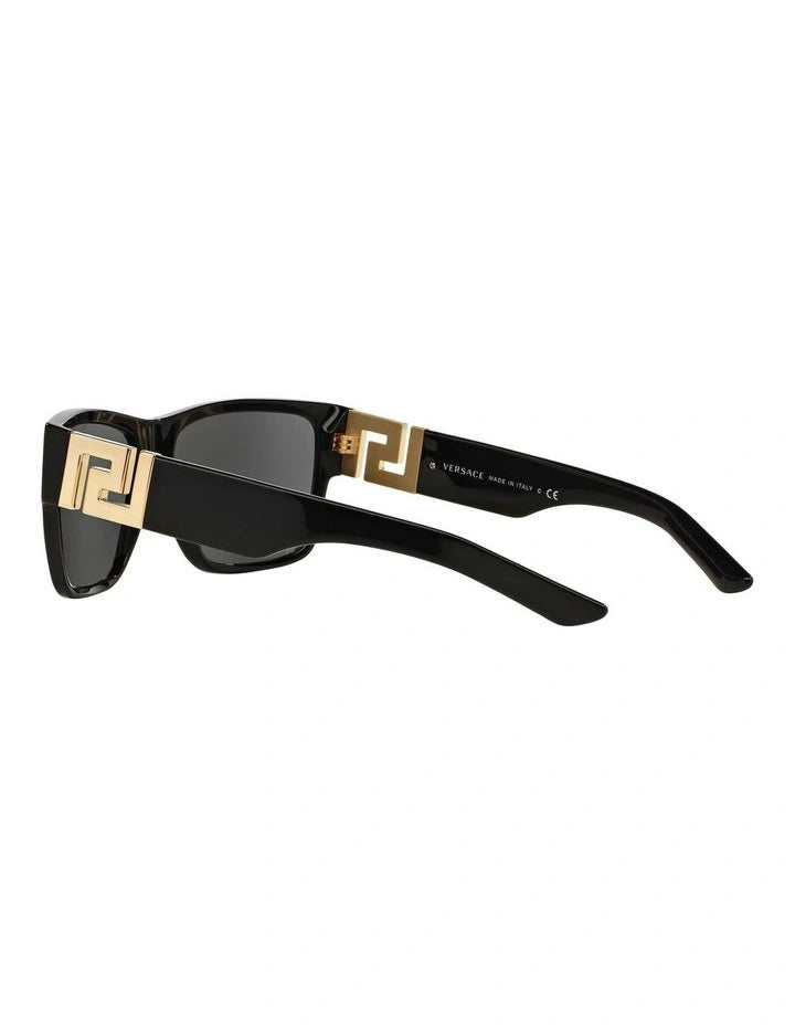 Black Polarised Sunglasses with Gold Greca Detail