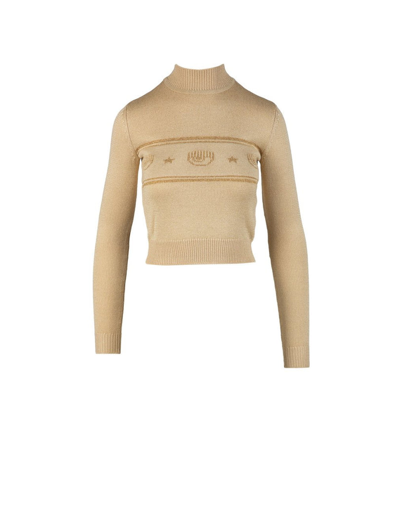 Beige/Gold Turtleneck Knit