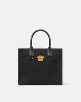 La Medusa Embossed Small Tote Bag in Black