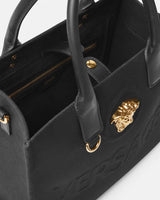 La Medusa Embossed Small Tote Bag in Black