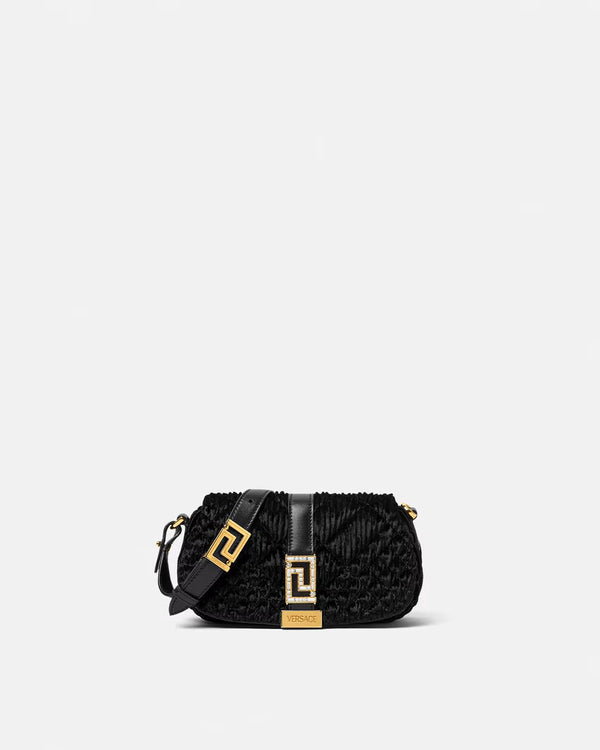 Greca Goddess Velvet Mini Bag in Black