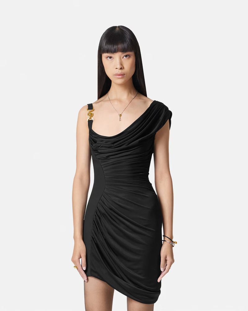 Medusa '95 Draped Mini Dress in Black