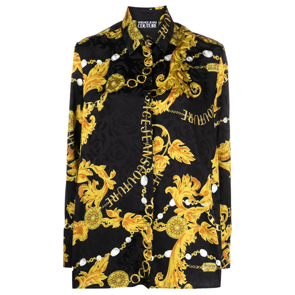 Gold/Black Barocco Print Blouse