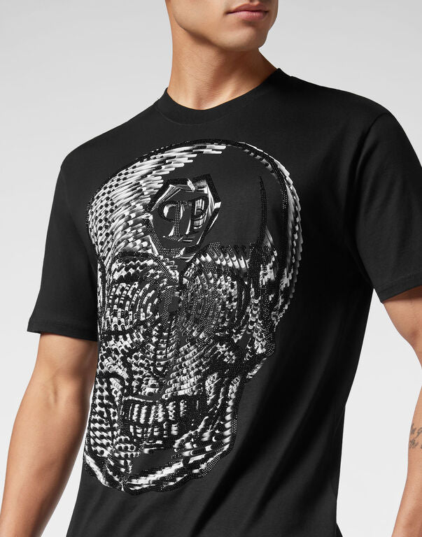 Black T-shirt Round Neck SS Skull Print