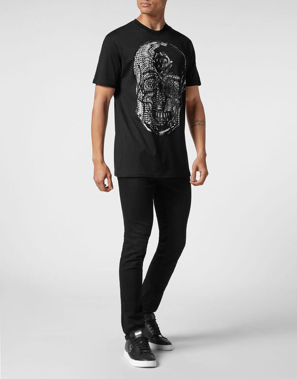 Black T-shirt Round Neck SS Skull Print