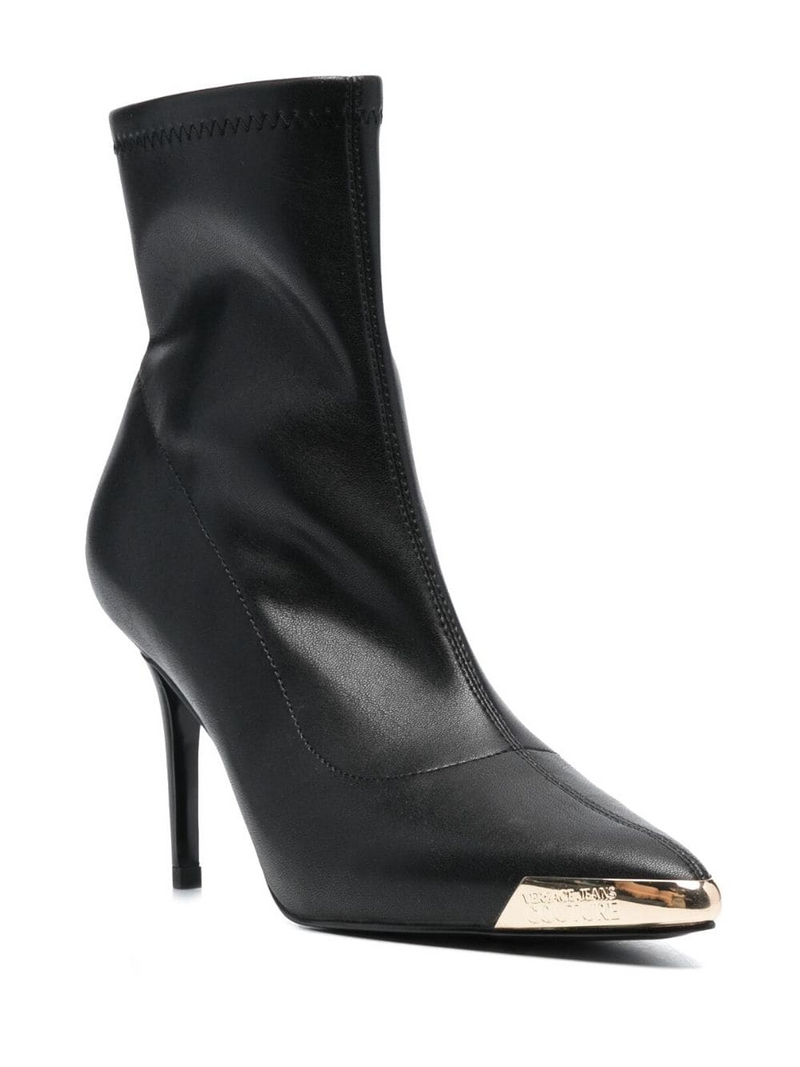 Black Heel Boots with Gold Toe