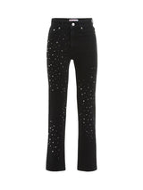 Star-Studded Black Denim Flare Jean