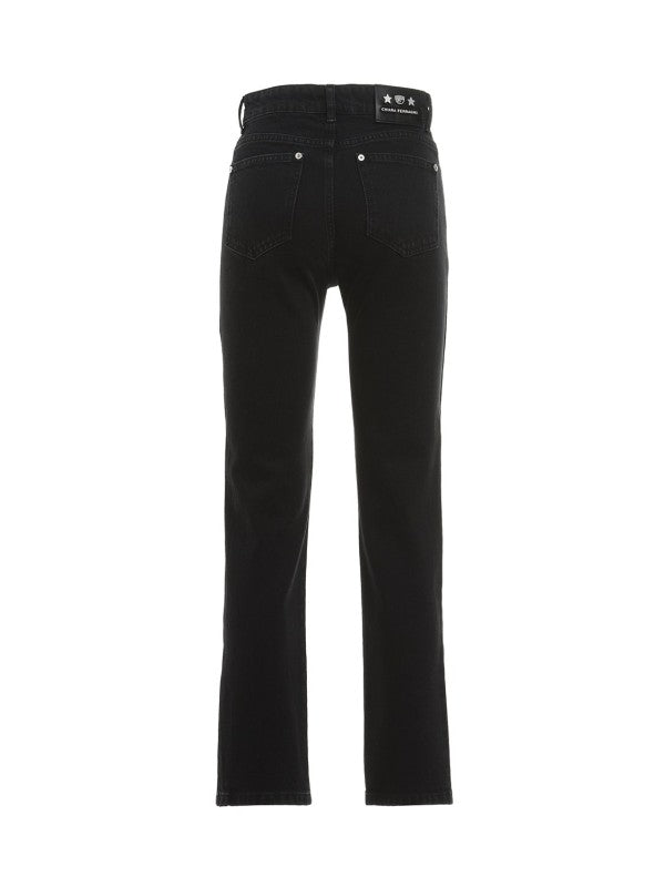 Star-Studded Black Denim Flare Jean