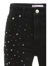 Star-Studded Black Denim Flare Jean