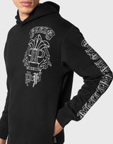 Black Hoodie Sweatshirt with Gothic Banner