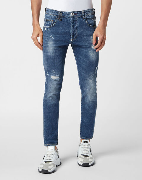 Skinny Fit Denim Trousers in Flash Blue