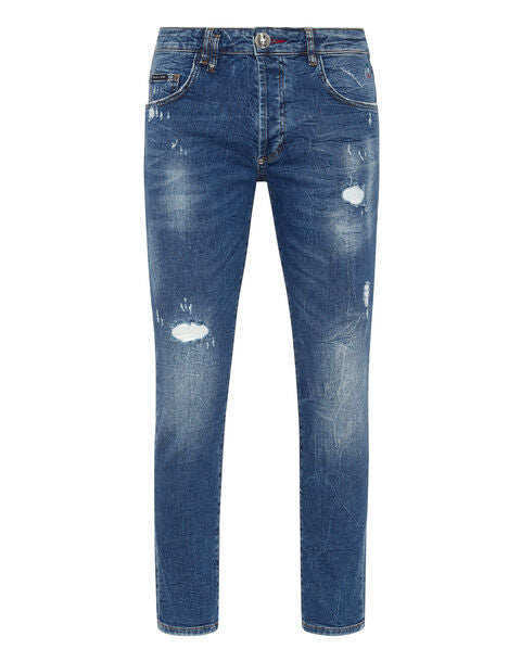 Skinny Fit Denim Trousers in Flash Blue