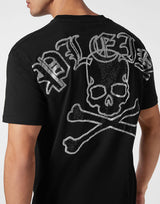 Black Round SS T-Shirt Crystals Skull&Bones