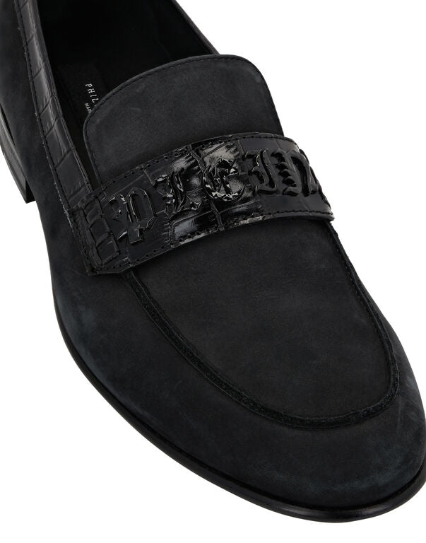 Croco Printed Suede Loafers