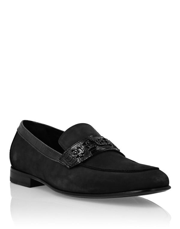 Croco Printed Suede Loafers