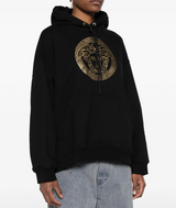 Gold Medusa Logo Hoodie in Black