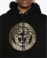 Gold Medusa Logo Hoodie in Black