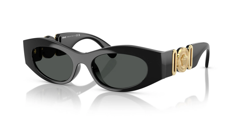 Black Slim Sunglasses with Gold Medusa