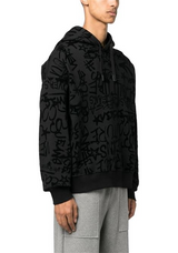 Black Graffiti Logo Print Hoodies