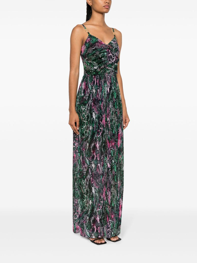 Green/Pink Printed Maxi Dress