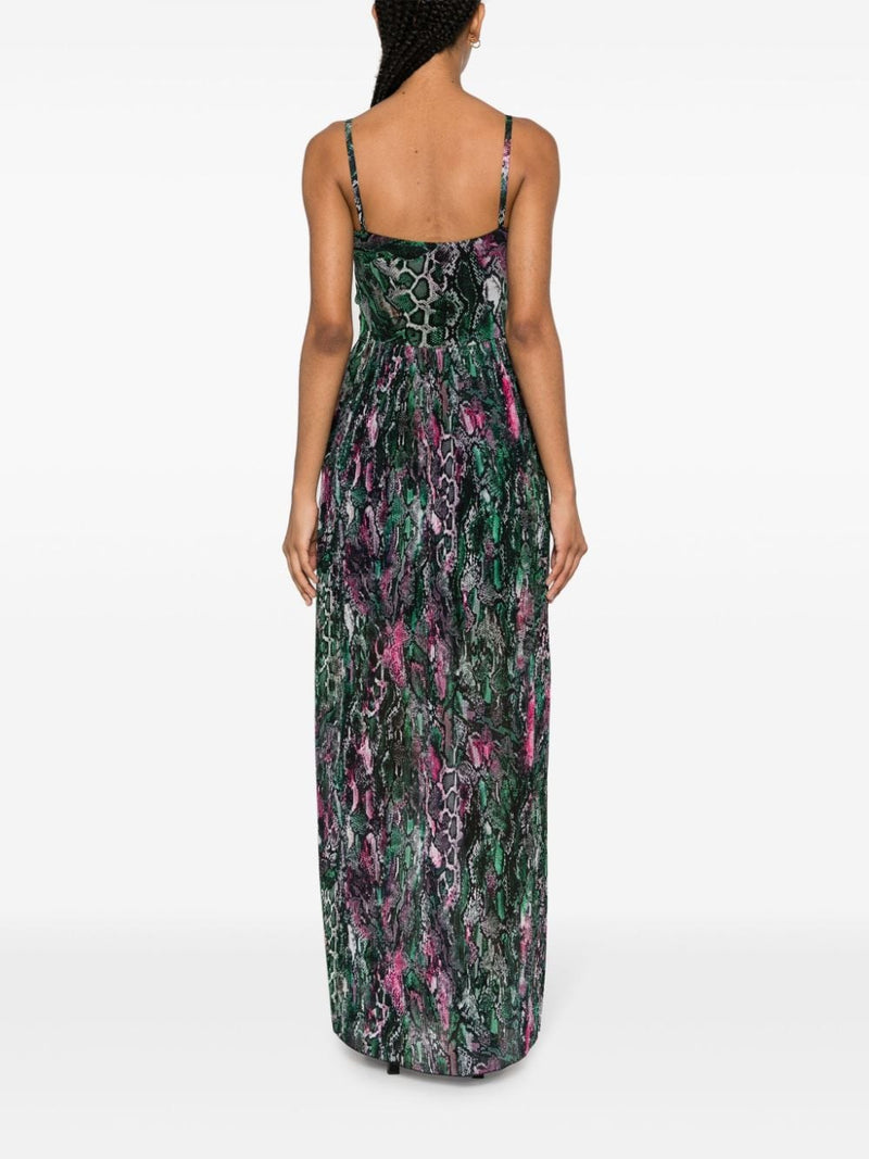 Green/Pink Printed Maxi Dress