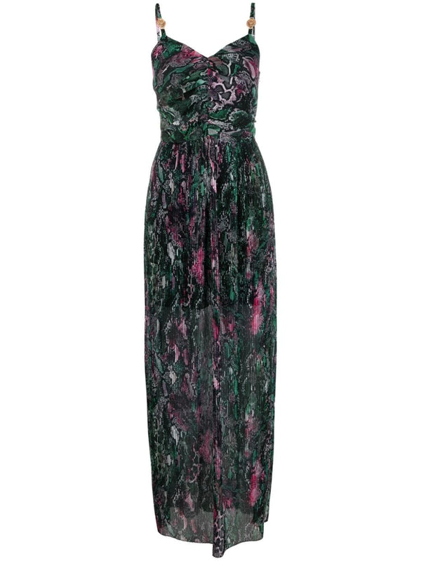 Green/Pink Printed Maxi Dress