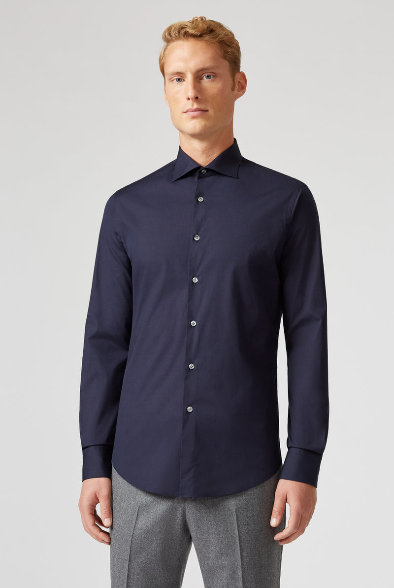 Navy Button Up Cotton Shirt