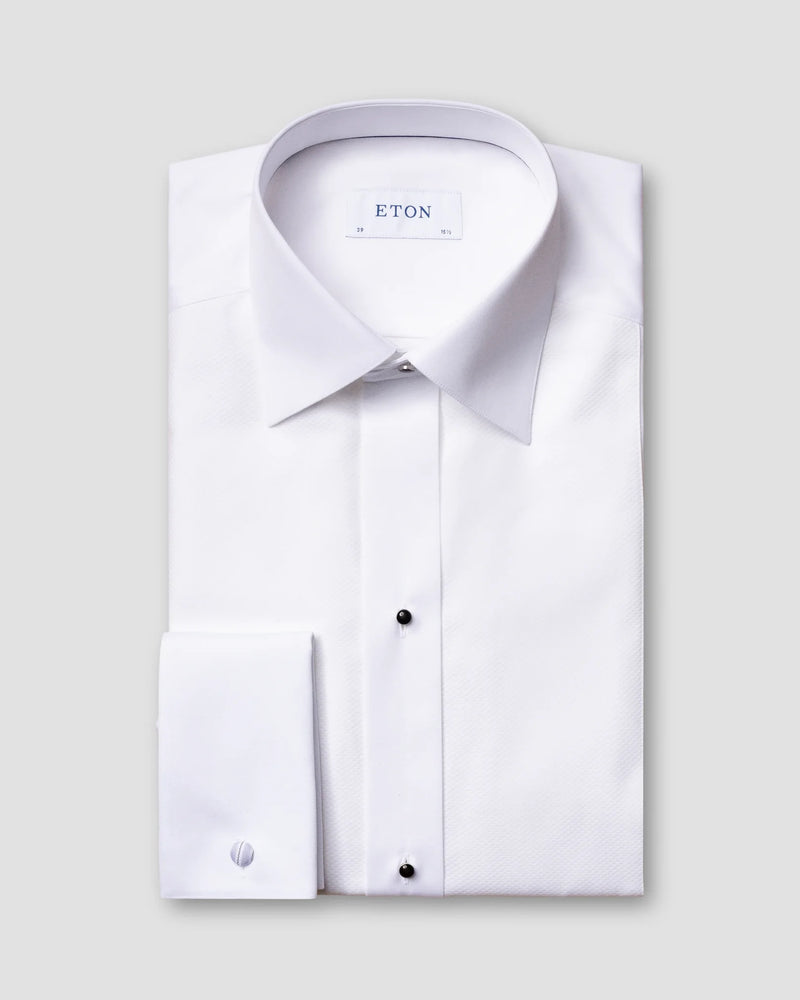 White Piqué Tuxedo Shirt