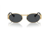 Oval-Framed Gold Sunglasses with Medusa