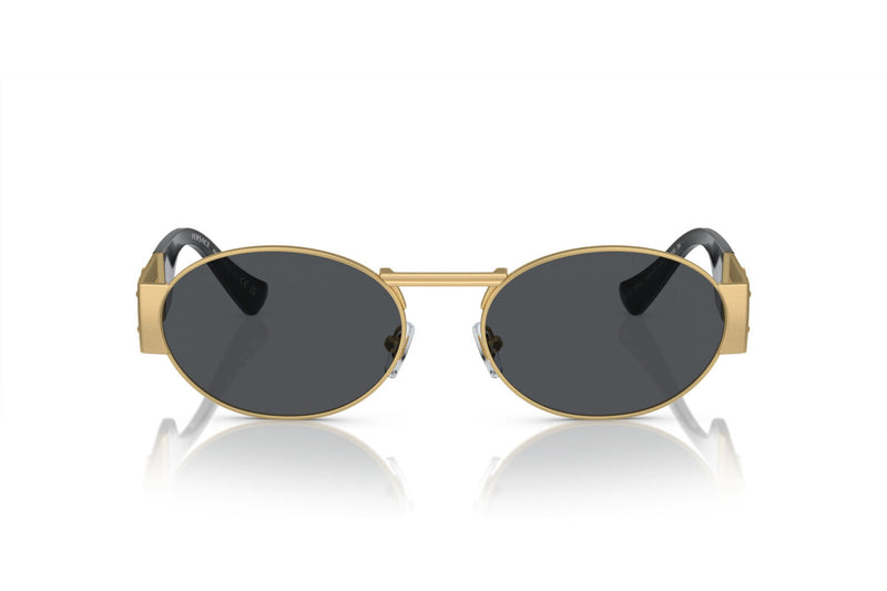 Oval-Framed Gold Sunglasses with Medusa