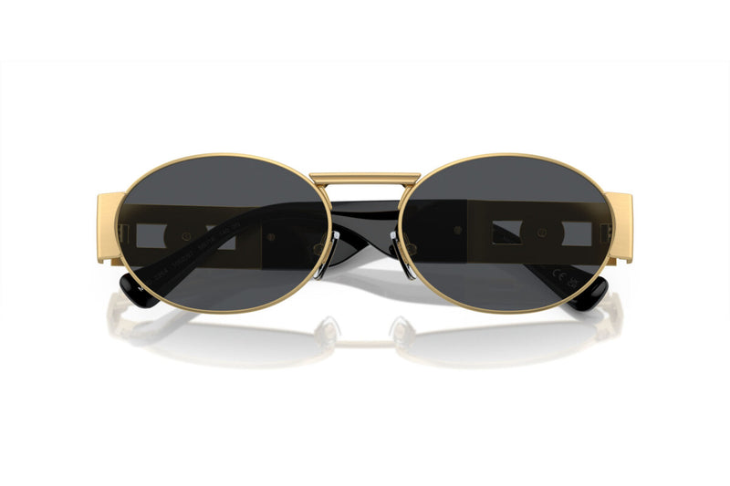 Oval-Framed Gold Sunglasses with Medusa